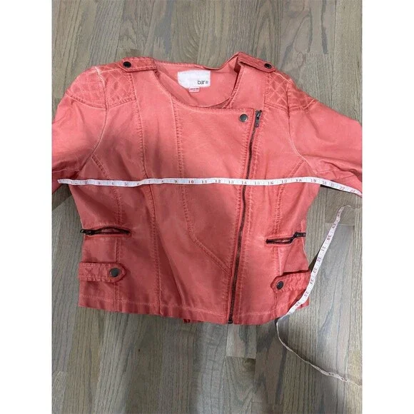 Bar III Jacket Womens Size M Tangerine Moto Biker Asym Zip Quilted Short - Picture 9 of 10